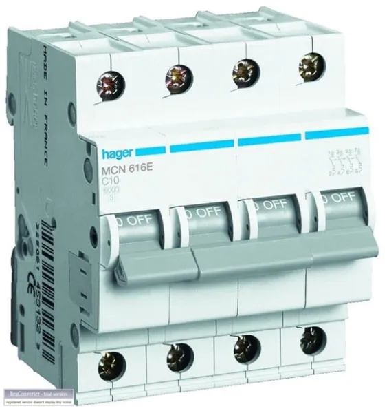 Hager Leitungsschutzschalter 3P+N 50A C-Charakteristik